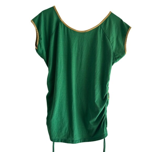Unbranded Size Large Sexy Girl Top Gold Swirl Design Side Drawstrings Green - Picture 4 of 11